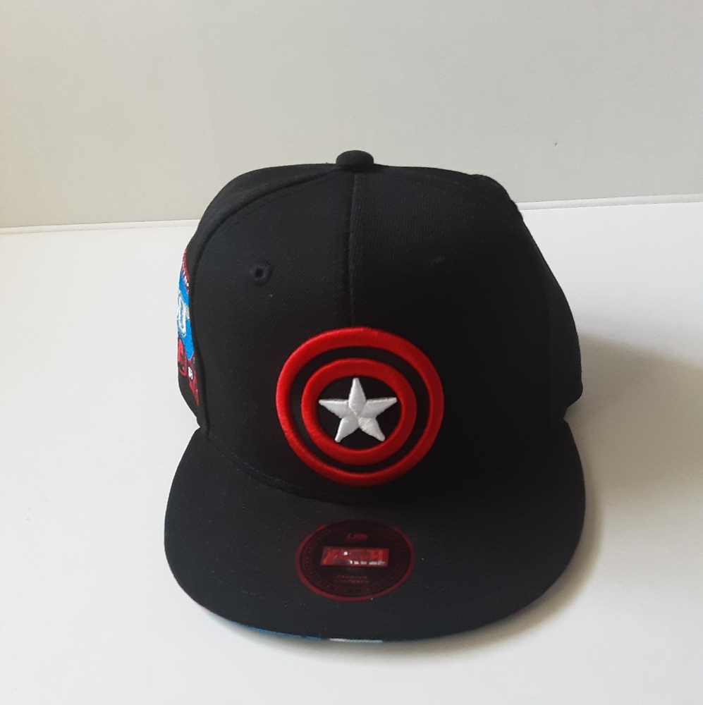 Youth Black CAPTAIN AMERICA 60th Anniversary Allover Comic Undervisor hat